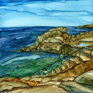 Susan O'Kelly Moody Hues Forty Foot Alcohol Ink on Ceramic